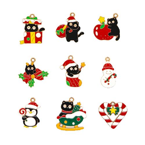 Tibetan Style Christmas Pendants, Christmas Design & DIY & different styles for choice & enamel, golden, 10PCs/Bag, Sold By Bag