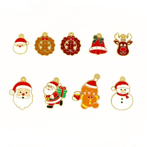 Tibetan Style Christmas Pendants, Christmas Design & DIY & different styles for choice & enamel, golden, 10PCs/Bag, Sold By Bag