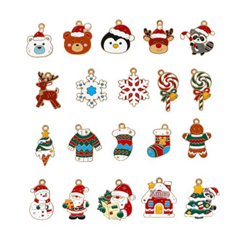 Tibetan Style Christmas Pendants, Christmas Design & DIY & different styles for choice & enamel, golden, 10PCs/Bag, Sold By Bag
