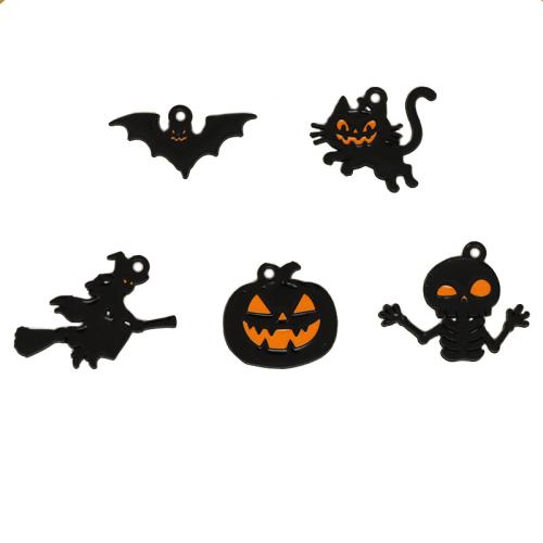 Pendant Halloween Fashion, alliage de zinc, Halloween Design & DIY & styles différents pour le choix & émail, noire, 10PC/sac, Vendu par sac