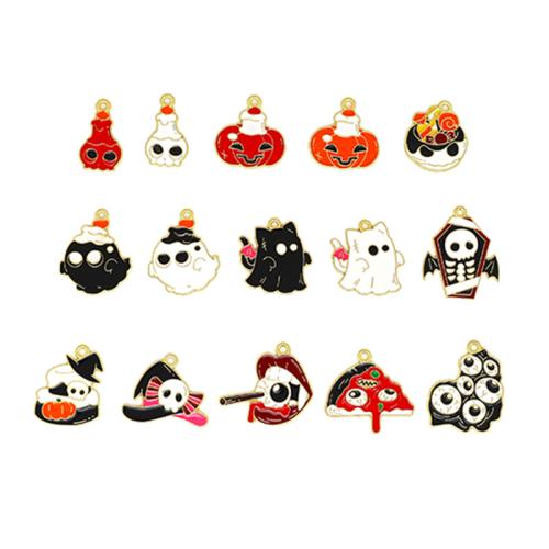 Fashion Halloween Pendant, Tibetan Style, Halloween Design & DIY & different styles for choice & enamel, golden, 10PCs/Bag, Sold By Bag