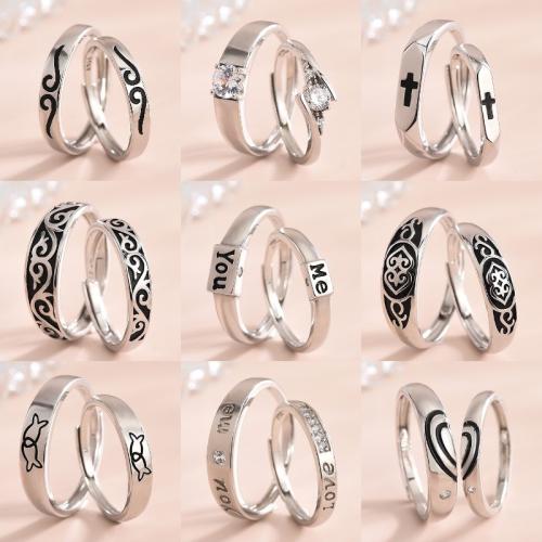 925 Sterling Silver Couple Ring, different styles for choice & for couple & with rhinestone & blacken, US Ring Size:6-10, Sold By Set