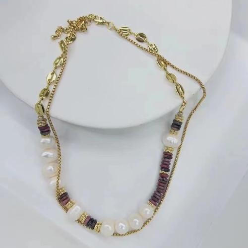 Plastic Pearl Necklace, with Glass & Tibetan Style, plated, different styles for choice & for woman, Length:Approx 16 Inch, Sold By PC
