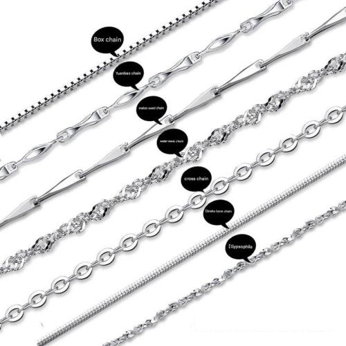 Plata de ley 925 collar, con 2inch extender cadena, chapado en platina real, diferentes estilos para la opción & para mujer, longitud:aproximado 15.7 Inch, Vendido por UD