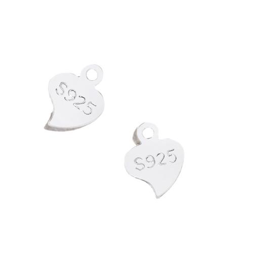 925 Sterling Silver Pendant, Heart, DIY, more colors for choice, 5x7mm, Sold By PC