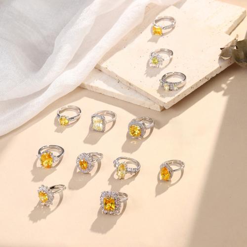 Cubic Zirconia Micro Pave Brass Ring, plated, fashion jewelry & micro pave cubic zirconia, more colors for choice, nickel, lead & cadmium free, Sold By PC