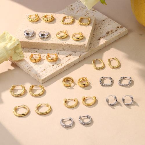 Cubic Zirconia Micro Pave Brass Earring, plated, fashion jewelry & micro pave cubic zirconia, more colors for choice, nickel, lead & cadmium free, Sold By Pair