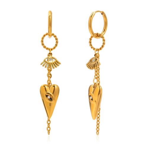 Fashion Fringe Earrings, 304 Stainless Steel, gold color plated, fashion jewelry & micro pave cubic zirconia, more colors for choice, Sold By Pair