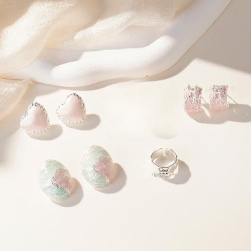 Brass Jewelry Set, Stud Earring & necklace, with Plastic Pearl, plated, fashion jewelry & micro pave cubic zirconia & enamel, more colors for choice, nickel, lead & cadmium free, Sold By PC