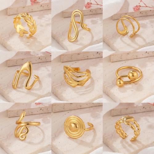 Brass Finger Ring, 304 Stainless Steel, gold color plated, fashion jewelry, golden, Sold By PC