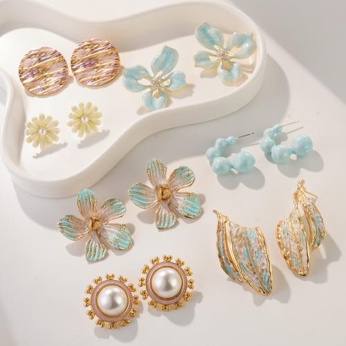 Brass Stud Earring, with ABS Plastic Pearl, plated, fashion jewelry & enamel, more colors for choice, nickel, lead & cadmium free, Sold By Pair