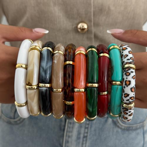 Resin Bracelets, Tibetan Style, with Resin & Copper Coated Plastic, gold color plated, fashion jewelry, more colors for choice, Sold By PC