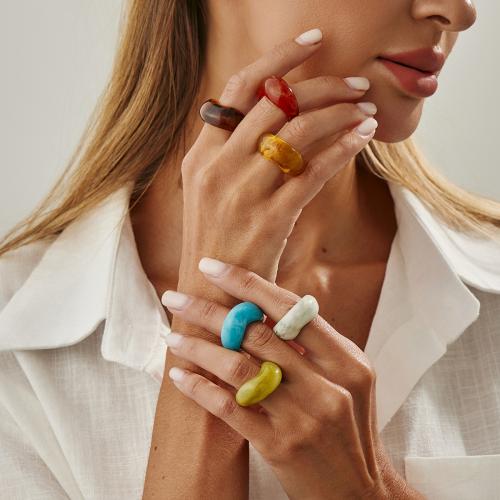 Resina anillo de dedo, chapado en color dorado, Joyería, más colores para la opción, Vendido por UD