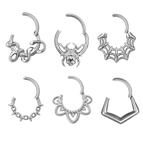 Stainless Steel Nose Piercing Jewelry, 316 Stainless Steel, plated, fashion jewelry & Unisex & hollow, more colors for choice, Sold By PC