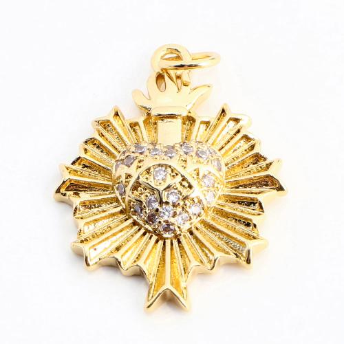 Befestigter Zirkonia Messing Anhänger, DIY & Micro pave Zirkonia, goldfarben, 23x18x4mm, verkauft von PC