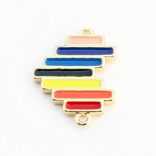 Brass Jewelry Pendants, Heart, gold color plated, DIY & enamel, multi-colored, 17x13x1mm, Sold By PC