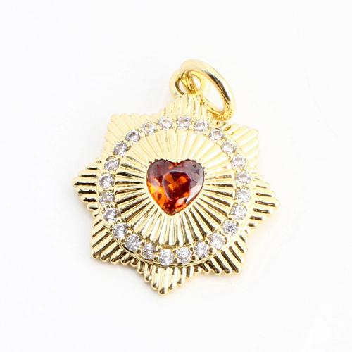 Cubic Zirconia Micro Pave Brass Pendant, Eight Point Star, DIY & micro pave cubic zirconia, golden, 16x14x2mm, Sold By PC