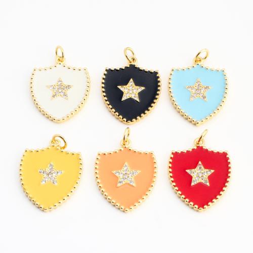 Cubic Zirconia Micro Pave Brass Pendant, gold color plated, DIY & micro pave cubic zirconia & enamel, more colors for choice, 23x18x2mm, Sold By PC