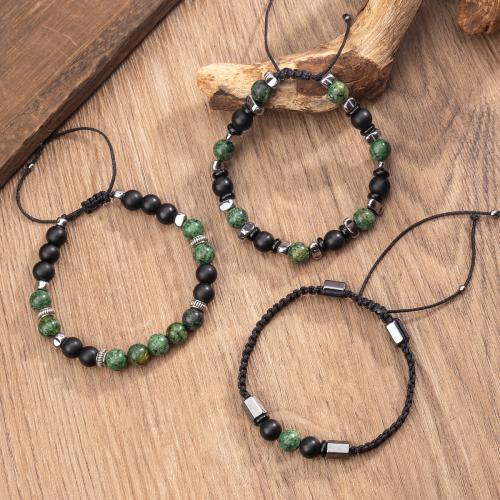 Pulseras de piedras preciosas, Piedra Abrazine, con Rubí en Zoisita & cordón de nylon & Hematite, hecho a mano, Joyería & diferentes materiales para la opción & unisexo, Vendido por UD