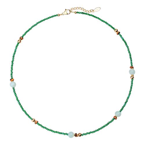 Natural Gemstone Necklace, Jadeite, with Spinel & Tiger Eye & Tibetan Style, fashion jewelry & Unisex, Sold By PC