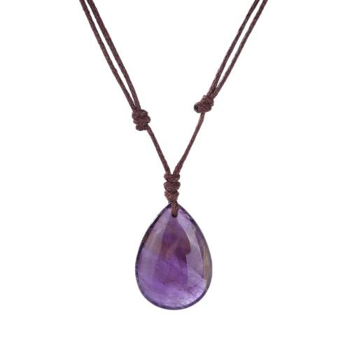 Natural Gemstone Necklace, with Polyester Cord, handmade, fashion jewelry & different materials for choice & Unisex, Sold By PC