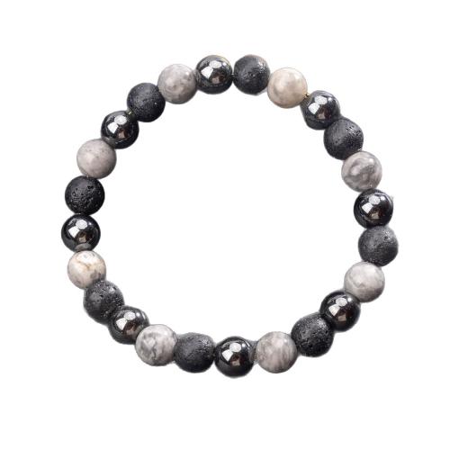 Gemstone Bracelets, Map Stone, with Lava & Hematite, fashion jewelry & Unisex, Sold By PC