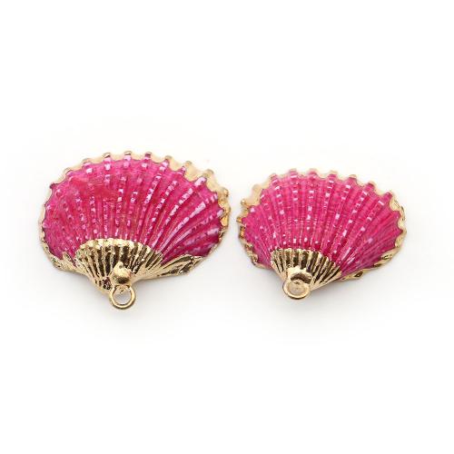 Shell Pendants, with Brass, DIY, Crystal Gold, 22x20mm-25x22mm, Sold By PC