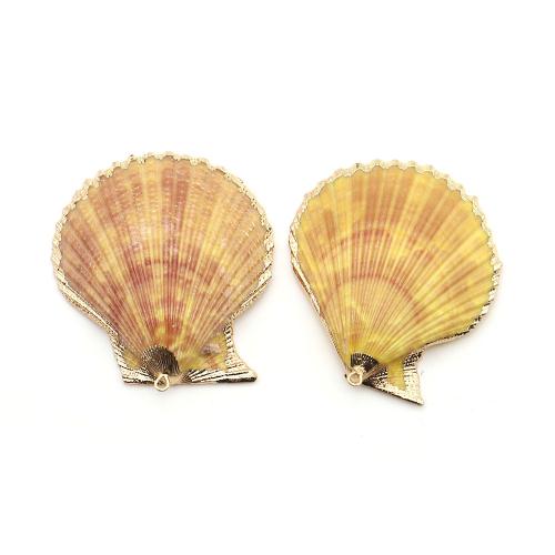 Shell Pendants, with Brass, plated, DIY, mixed colors, 48x54mm, Sold By PC