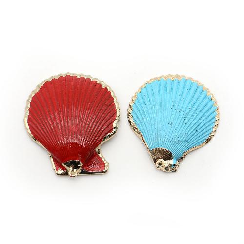 Shell Pendants, with Brass, plated, DIY, more colors for choice, 38x42mm-43x49mm, Sold By PC