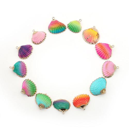 Shell Pendants, with Brass, plated, dyed & DIY, more colors for choice, 22x22mm-31x29mm, Sold By PC