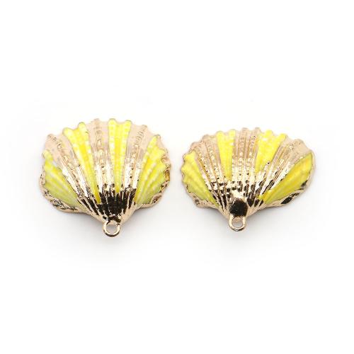 Shell Pendants, with Brass, plated, DIY, mixed colors, 25x25mm-26x23mm, Sold By PC