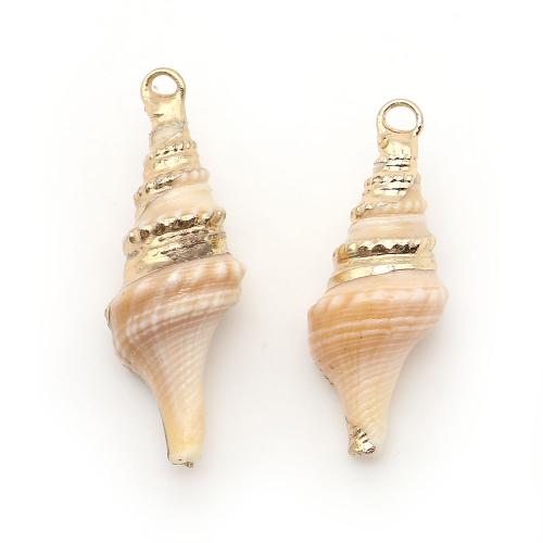 Shell Pendants, with Brass, Conch, plated, DIY, mixed colors, 13x33mm-13x36mm, Sold By PC
