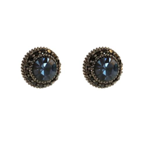 Rhinestone Earring, Brass, plated, fashion jewelry & for woman & with rhinestone, black, Diameter: 1.1cm, Sold By Pair