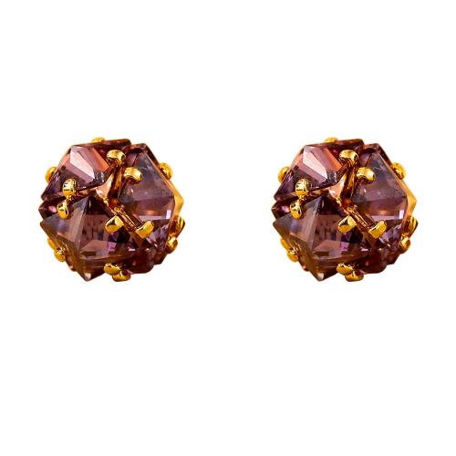 Cubic Zirconia Micro Pave Brass Earring, 18K gold plated, fashion jewelry & micro pave cubic zirconia & for woman, Diameter: 1.8cm, Sold By Pair