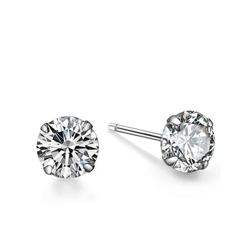 925 Sterling Silver Stud Earring, different size for choice & for woman & with cubic zirconia, more colors for choice, Sold By Pair