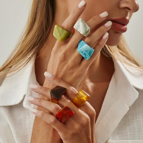 Resin Finger Ring, fashion jewelry, more colors for choice, Sold By PC