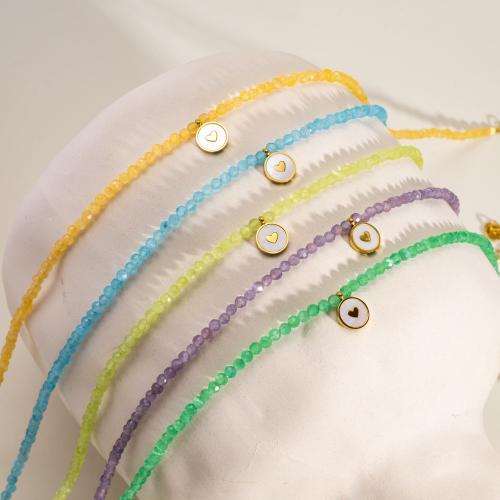 Collar de Ojo de Gatos, acero inoxidable 304, con Ojo de gato & Nácar, chapado en color dorado, Joyería, más colores para la opción, Vendido por UD