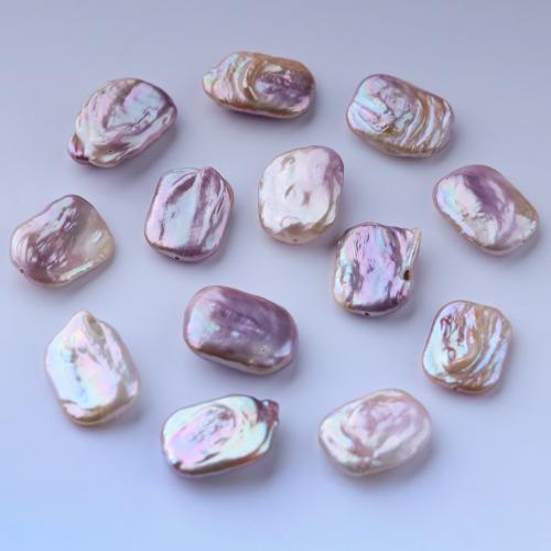 Cultured Baroque Freshwater Pearl Beads, gold color plated, DIY, purple, 15x20mm, Sold By PC