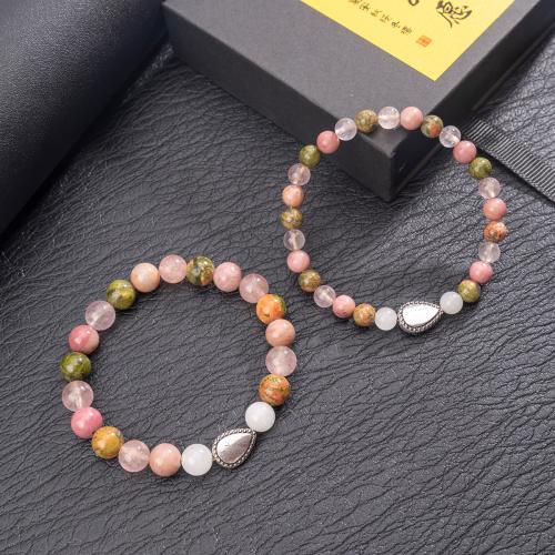 Gemstone Bracelets, with Elastic Thread & Tibetan Style, handmade, fashion jewelry & different size for choice & for woman, Sold By PC