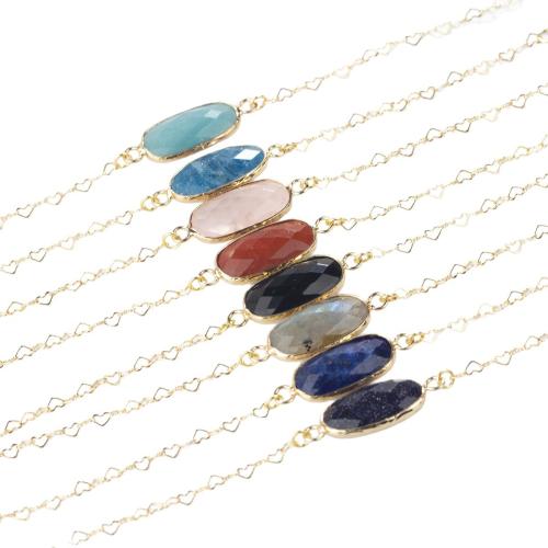 Pulseras de piedras preciosas, chapado en color dorado, Joyería & diferentes materiales para la opción & unisexo, Vendido por UD