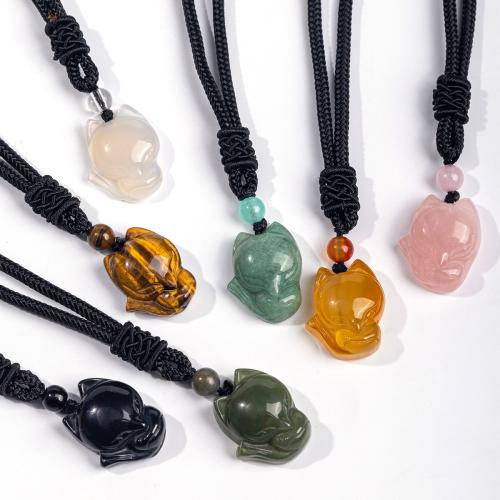Collier bijoux de pierre gemme, avec corde en nylon, bijoux de mode & différents matériaux pour le choix & unisexe, Vendu par PC