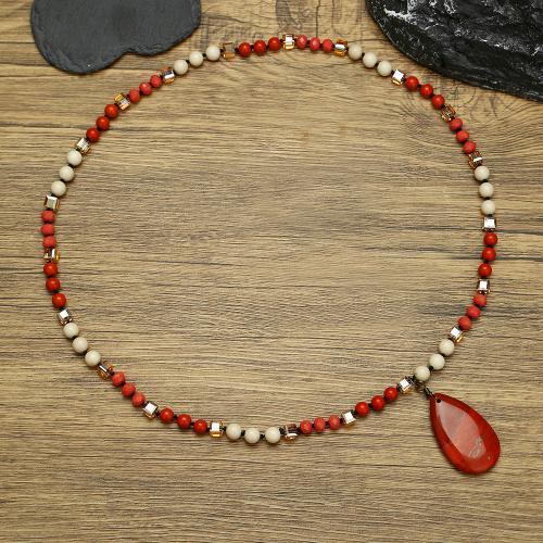 Natural Gemstone Necklace, fashion jewelry & different materials for choice & Unisex, Sold By PC