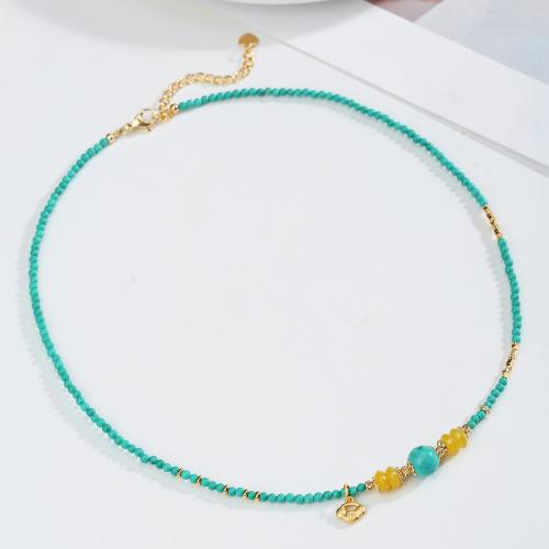Natural Gemstone Necklace, Yellow Agate, with turquoise & Gemstone & 304 Stainless Steel, fashion jewelry & Unisex, Sold By PC