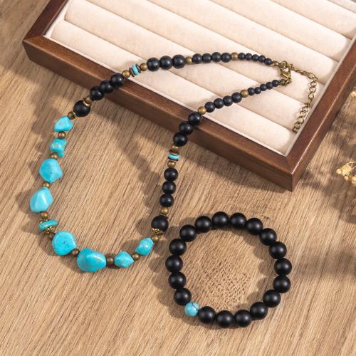 Turquoise Jewelry Sets, Abrazine Stone, with turquoise, fashion jewelry & Unisex & different styles for choice, Sold By PC
