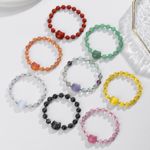 Gemstone Bracelets, with Elastic Thread & 304 Stainless Steel, fashion jewelry & different materials for choice & Unisex, Sold By PC