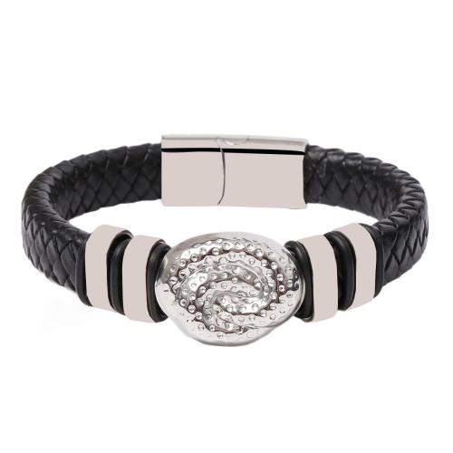 Rindsleder Armband, 304 Edelstahl, mit Kuhhaut & 316 Edelstahl, handgemacht, Modeschmuck & für den Menschen, originale Farbe, Länge:21 cm, verkauft von PC