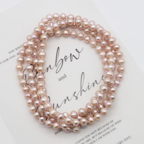 Natural Freshwater Pearl Necklace, with Seedbead, Round, fashion jewelry, mixed colors, 7-8mm, Sold Per 118 cm Strand