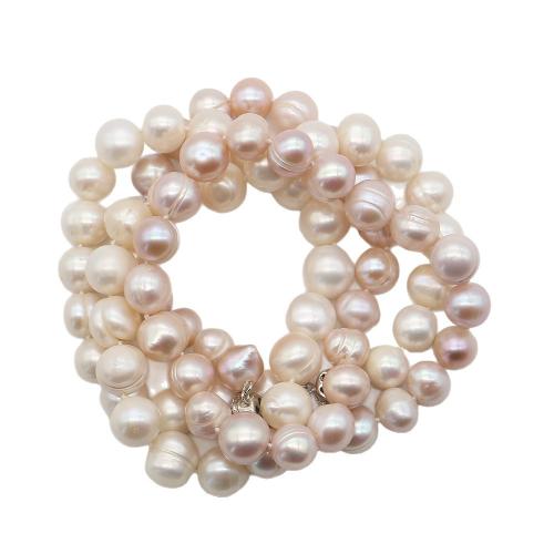 Natural Freshwater Pearl Necklace, with 304 Stainless Steel, Round, fashion jewelry, more colors for choice, 10-11mm, Sold Per 41 cm Strand