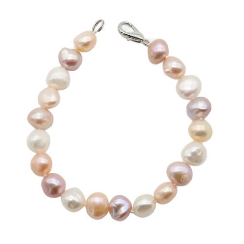 Freshwater Cultured Pearl Bracelet, Freshwater Pearl, with 304 Stainless Steel, irregular, fashion jewelry, mixed colors, 8-9mm, Length:18 cm, Sold By PC