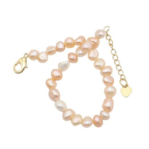 Freshwater Cultured Pearl Bracelet, Freshwater Pearl, with 304 Stainless Steel, irregular, fashion jewelry, mixed colors, 6-7mm, Length:15 cm, Sold By PC